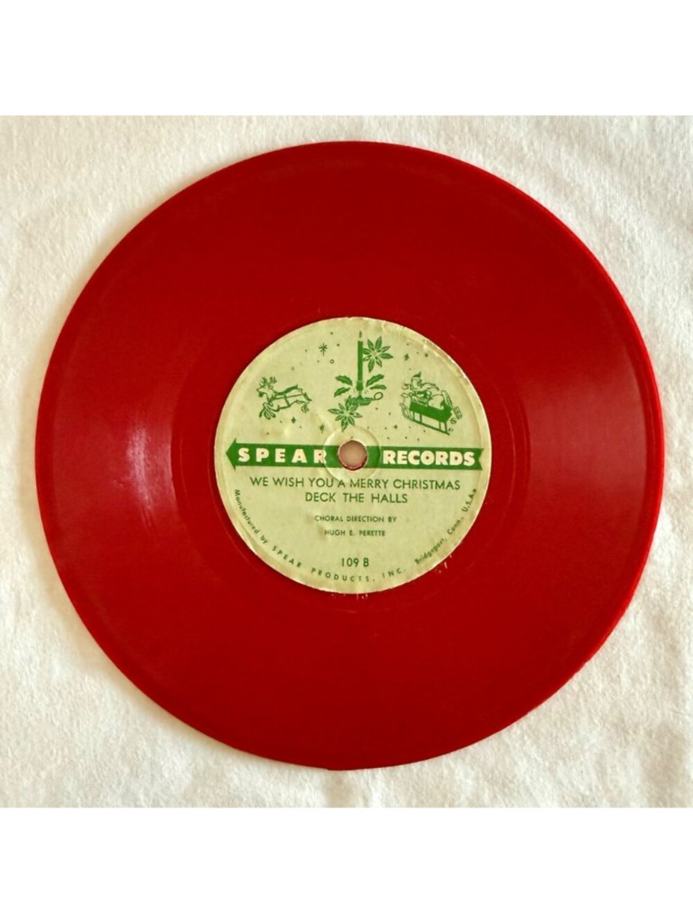 Vintage 1950s Silent Night Red Vinyl 78 Record Christmas Decor Spear Records - Picture 3 of 12
